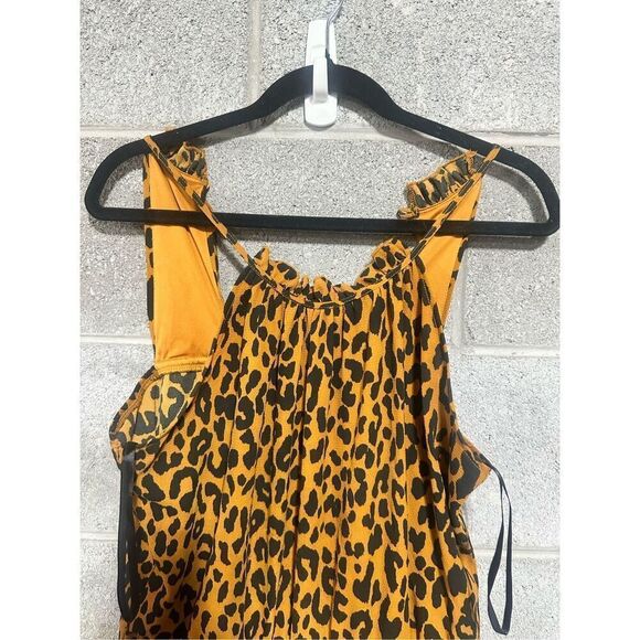 Enfocus Studio Size 12 Women's Leopard Print Jumpsuit Black Gold Boho Chic - Picture 3 of 5